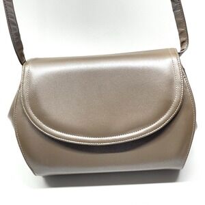 Vintage Frenchy of California Beige Metallic Crossbody Shoulder Leather Purse‎